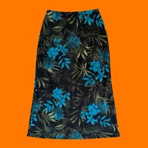 90's 00's vintage tropical floral mesh y2k maxi skirt LARGE